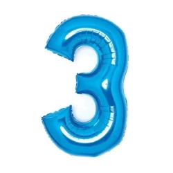 Balon foliowy cyfra 3 niebieska 51x66cm - Amscan