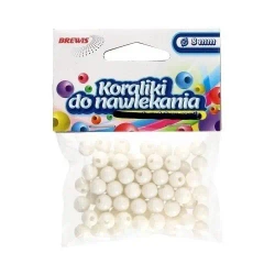 Koraliki do nawlekania białe + sznurek 8mm 16g - Brewis