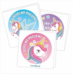 Naklejki Dzielny pacjent - Jednorożce 60mm 60szt - LearnHow