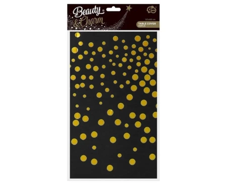 Obrus foliowy B&C złote groszki, czarny 137x183cm - Godan