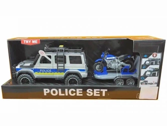 Policja + laweta z motocyklem 1:14 41x11x14cm - Madej