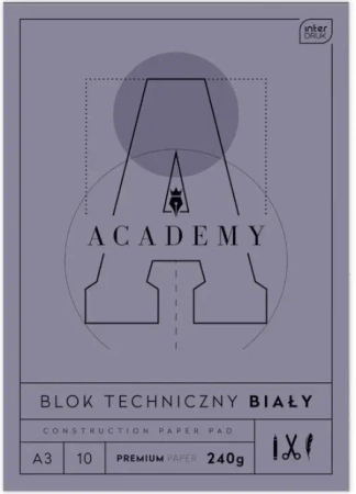 Blok techniczny A3 10 240g ACADEMY - INTERDRUK