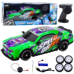 Auto sportowe R/C podświetlana karoseria zielone - Leantoys