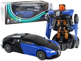 Samochód-robot 2w1 Bugatti niebieski światło - Leantoys