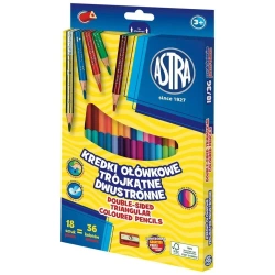 Kredki ołówkowe trójkątne dwustr. 18=36 kol. ASTRA - ASTRA papiernicze