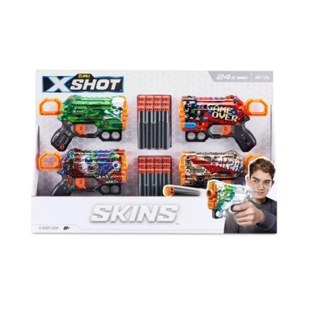 Zestaw wyrzutni Skins Menace 24 strzałki - ZURU X-Shot