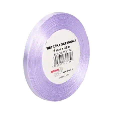 Wstążka satynowa jasny lawendowy 6mm x 32m - Brewis