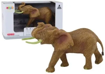 Figurka słoń afrykański z podniesioną trąbą safari - Leantoys