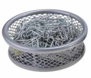 Kubek na spinacze okrągły mały srebrny - NET