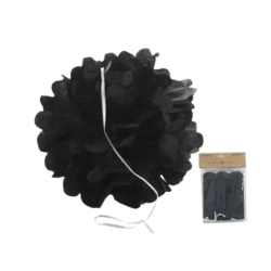 Ozdoba papierowa pompon czarna 25cm 3szt - Penword