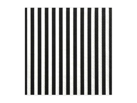 Serwetki Paski czarne 33x33cm 20szt - PartyDeco