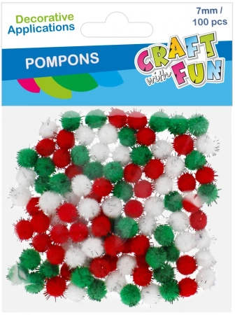 Ozdoba dekoracyjna Pompon 7mm/100szt 3kol Cf 12/144
