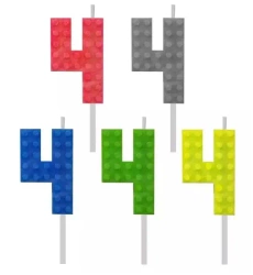 Świeczka urodzinowa Klocki cyfra 4 5,5cm MIX - Godan