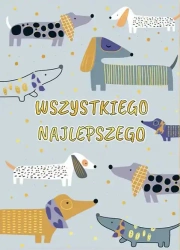 Karnet A5 Urodziny - Szare psy - Henry