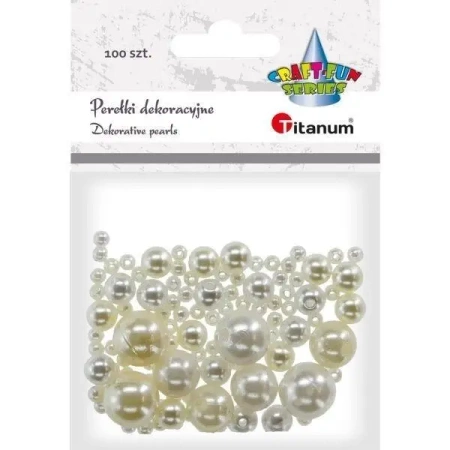 Koraliki plastikowe perełki białe perłowe100szt - Titanum
