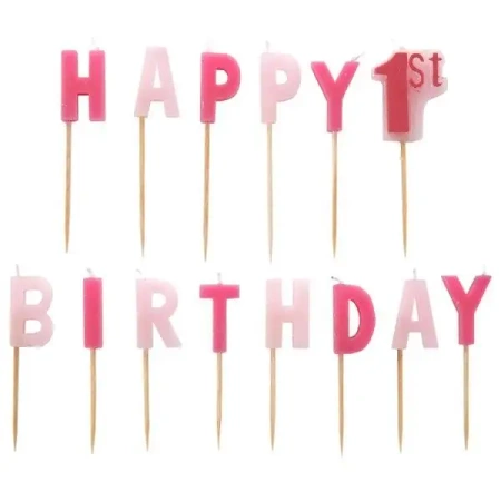 Zestaw świeczek "happy 1st birthday" girl - Amscan