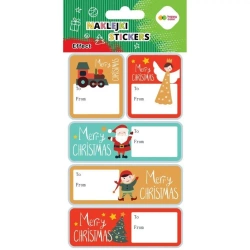 Naklejki Merry Xmas tag 10x20cm HAPPY COLOR - GDD