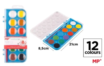 Farba akwarelowa z pędzelkiem 12 kolorów - MP Main Paper