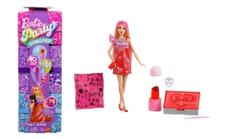 Barbie Party Unboxed Glam Party Stylowe Przygotowania Lalka Zestaw czerwony Jfy68 Wb3