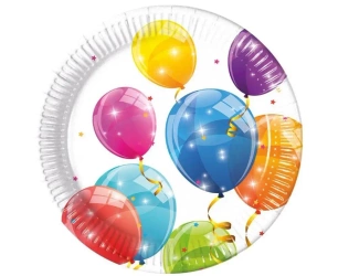 Talerzyki papierowe Sparkling Balloons 23cm 8szt - Godan