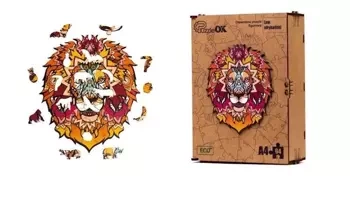 Puzzle drewniane eko 64 Lew afrykański A4 - PuzzleOK
