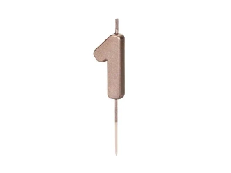 Świeczka urodzinowa 1 różowe złoto 4.5cm - PartyDeco