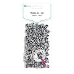Koraliki literki czarne na srebrnej bazie 30g - Dalprint