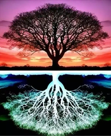 Diamentowa mozaika Drzewo i jego odbicie w negatywie 30x40cm 2001537 - Norimpex