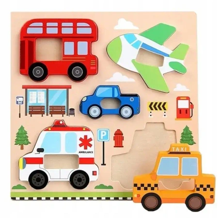 Układanka drewno pojazdy BPUZ7759 77759