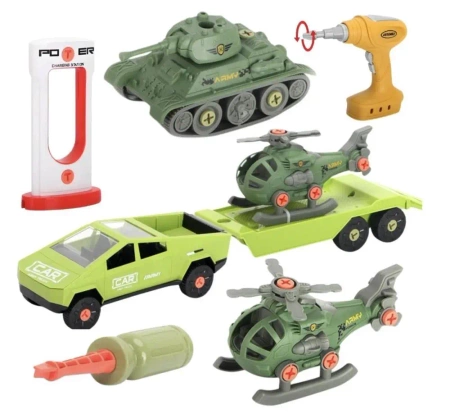 Samochód do montażu z przyczepą i helikopterem - Maksik