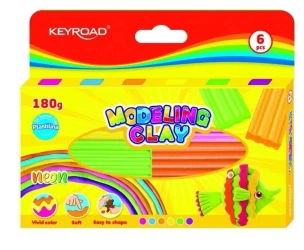 Plastelina 30 g neon 6 kolorów - Keyroad