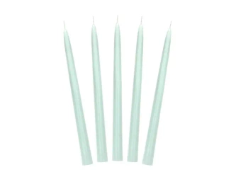 Świeca stożkowa matowa szałwiowy 24cm 10szt - PartyDeco