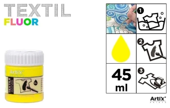 Farba do tkanin 45ml fluor żółta (6szt) - Artix