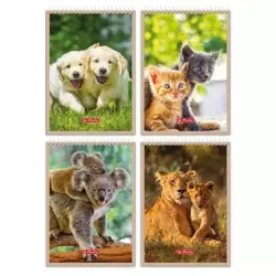 Kołonotatnik A7/40K kratka Animals (20szt) - HERLITZ