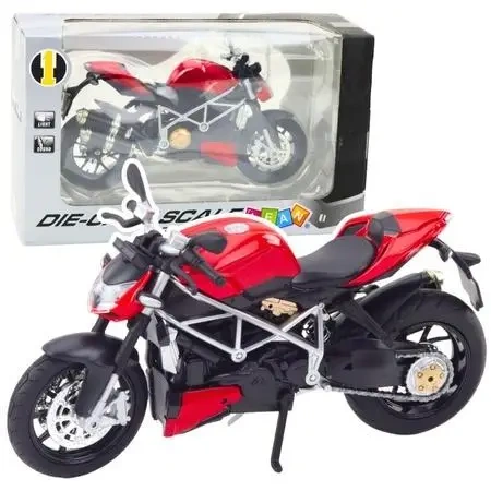 Motocykl metalowy ze światłem i dźwiękiem 1:12 - Leantoys
