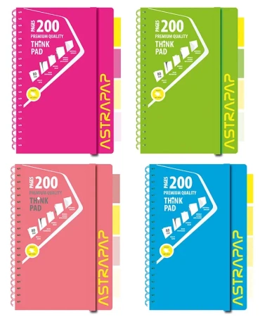 Kołozeszyt A5 Neon Line 200k.kratka 1szt.mix - ASTRA art-pap
