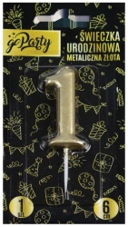 Świeczka urodzinowa 1 Metaliczna złota - GoParty