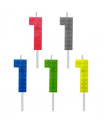 Świeczka urodzinowa Klocki cyfra 1 5,5cm MIX - Godan