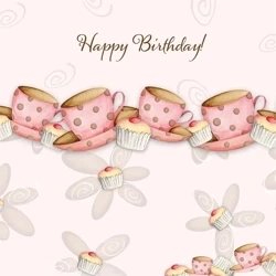 Karnet Swarovski kwadrat EO01 Urodziny Filiżanki - Clear Creations