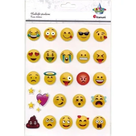 Naklejki 3D papierowe na piance emotki 28mm 28szt - Titanum