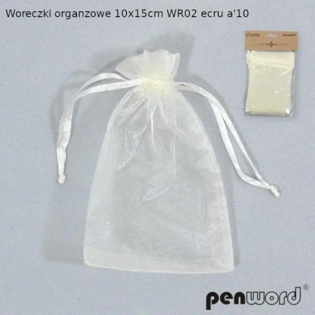 Woreczki organzowe ecru 15x10cm 10szt - Penword