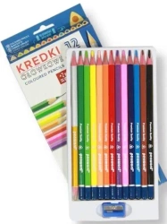 Kredki ołówkowe trójkątne + temperówka 12 kolorów - Penword