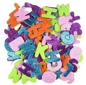 Naklejki z pianki litery brokat 120szt - Dalprint