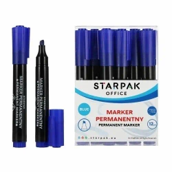 Marker permanentny ścięty niebieski (12szt) - STARPAK