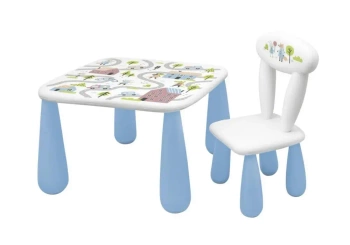Stolik + krzesełko Luna Madagaskar biały, niebies. - Maltex