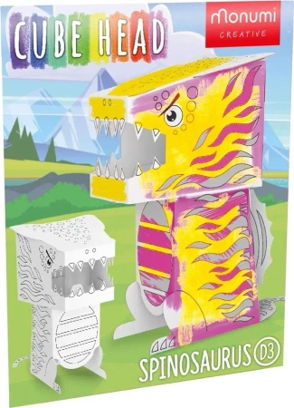 Cube head. Dino. Spinozaur. Złóż i pokoloruj - Monumi