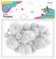 Pompony akrylowe białe 45szt. - Titanum