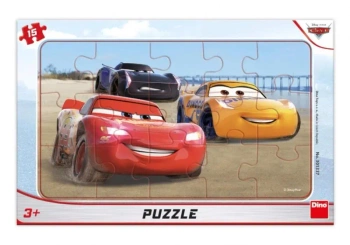 Puzzle 15 ramkowe Auta Cars Wyścig - Dino Toys