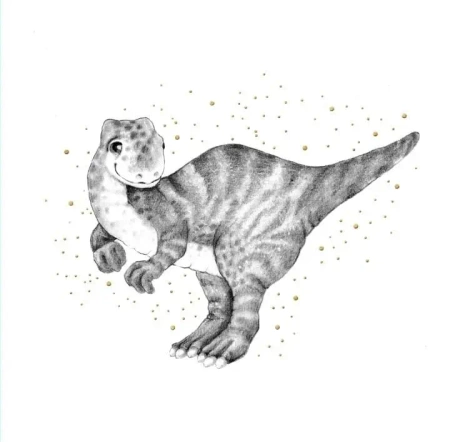 Karnet złocony kwadrat CL3824_BL Dinozaur - Clear Creations