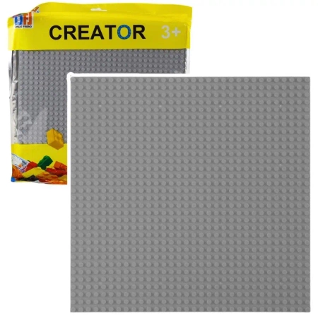 Płyta konstrukcyjna do klocków szara 25,5x25,5cm - Leantoys